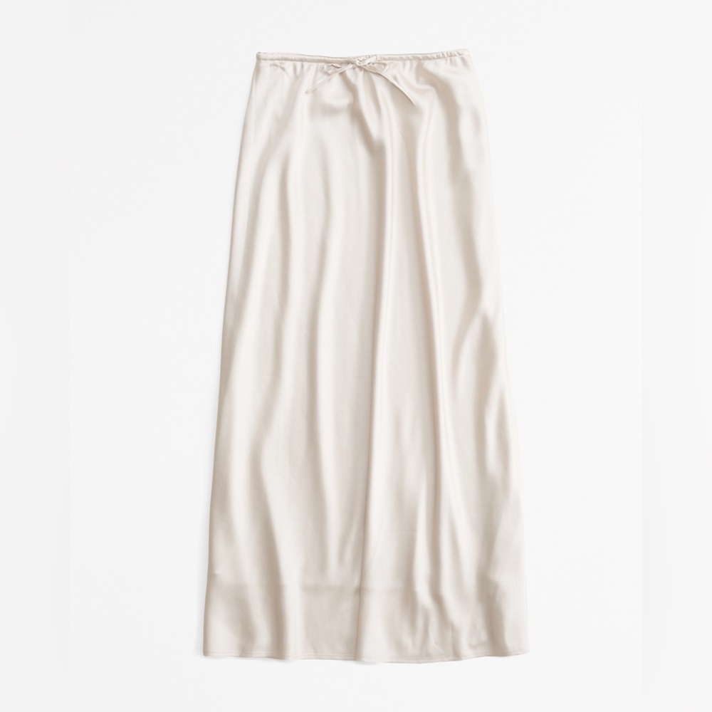 Abercrombie Mid Rise Satin Skirt - Warm Beige NWT